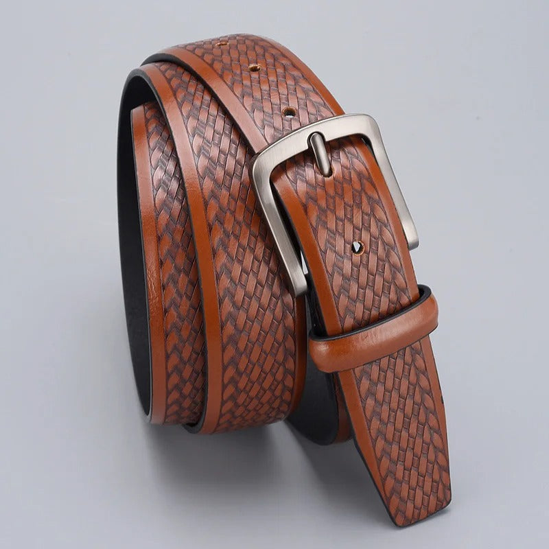 men's vintage braided embossed PU belt - MRSLM