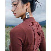 elegant autumn tie-dye knitted dress, view 6 - MRSLM
