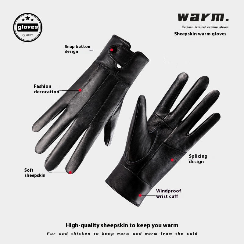genuine leather fleece-lined gloves, view 10 - MRSLM