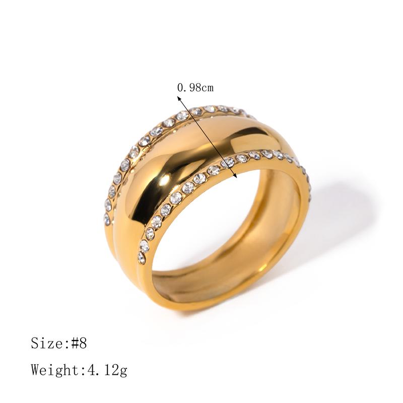 gold plated rhinestone ring, view 3 - MRSLM