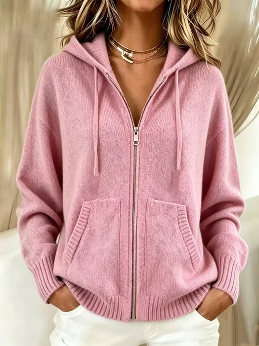 Women's zip-up hooded knit cardigan - MRSLM