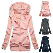 women's plush hooded zip sweater coat, view 2 - MRSLM