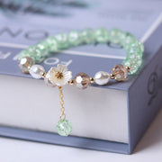 purple beaded white flower bracelet, view 4 - MRSLM