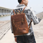 retro cowhide backpack, view 2 - MRSLM