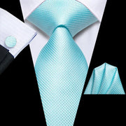 peacock blue plaid silk necktie set for men, view 3 - MRSLM