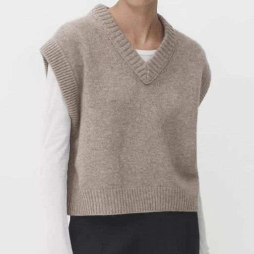 Women's knitted V-neck vest - MRSLM