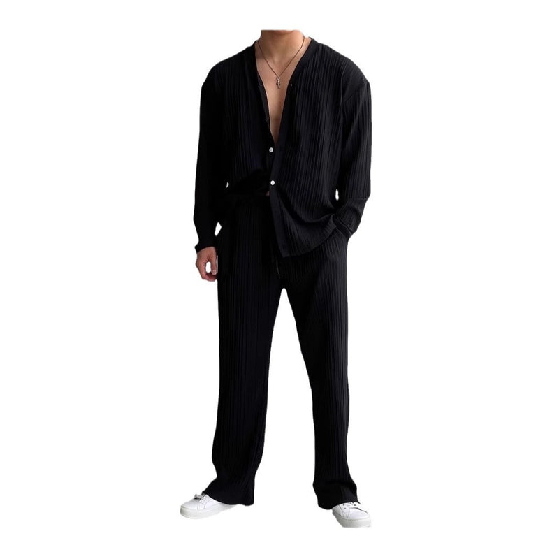 men's button shirt and trousers set, view 5 - MRSLM