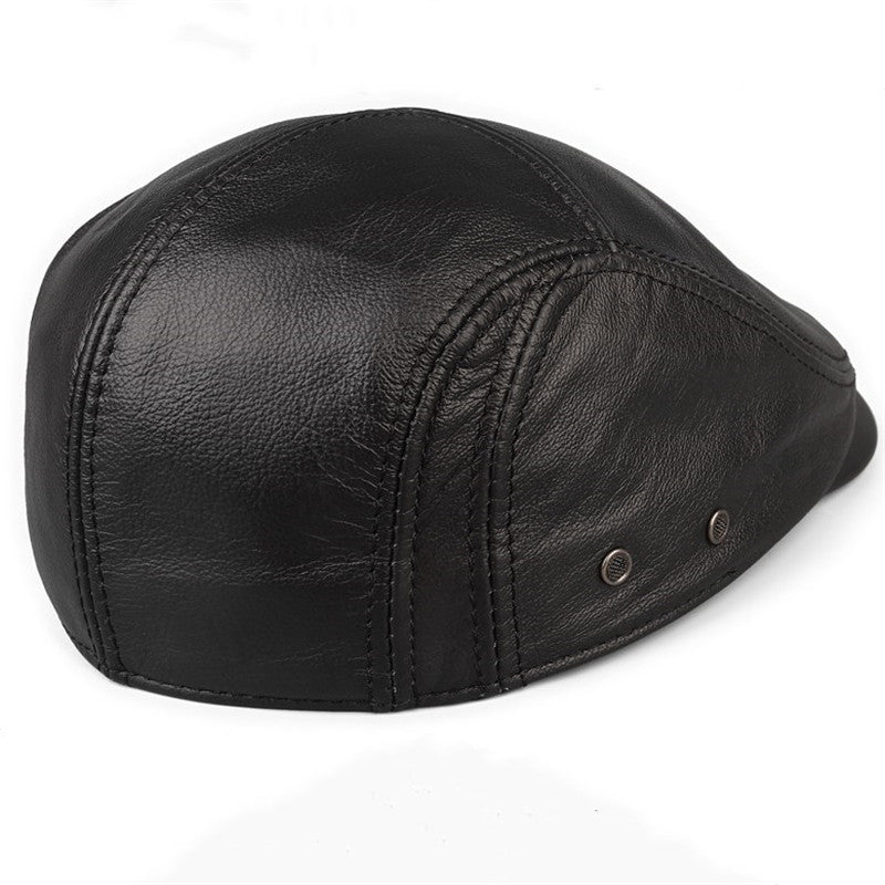 men's cowhide leather hat black, view 5 - MRSLM