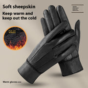 Fleece-lined sheepskin leather gloves - MRSLM
