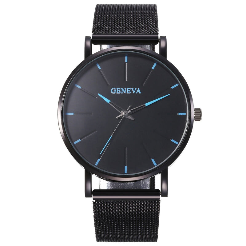 men's black stainless steel quartz watch, view 4 - MRSLM