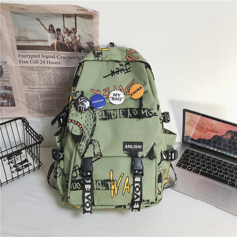 Large graffiti print backpack, view 4 - MRSLM