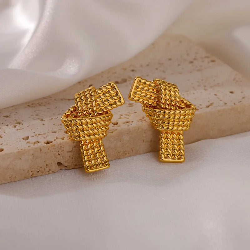 knotted heart stud earrings, view 7 - MRSLM