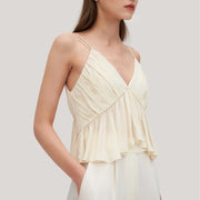 v-neck silk camisole tank top, view 2 - MRSLM