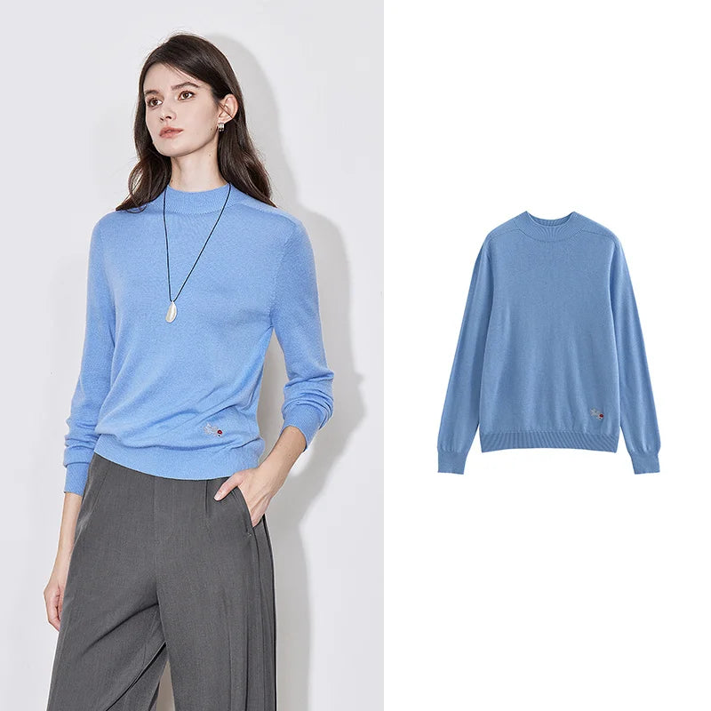 women's half turtleneck knit sweater, view 4 - MRSLM