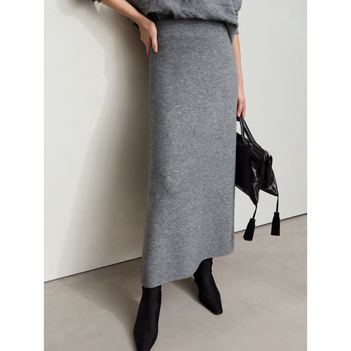 knitted A-line midi skirt, view 4 - MRSLM
