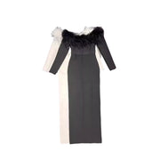 fur collar bandage dress, view 5 - MRSLM