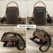 men's retro leather messenger bag, view 6 - MRSLM