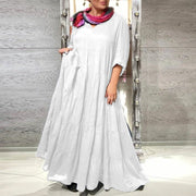 extra long V-neck cotton dress, view 2 - MRSLM
