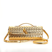 woven leather crossbody clutch bag, view 5 - MRSLM