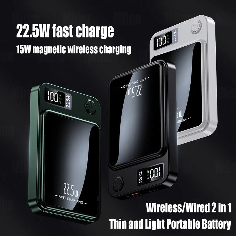 Ultra-Fast 20W PD Magnetic Wireless Power Bank - 20000mAh High-Capacity Charger for Qi Devices