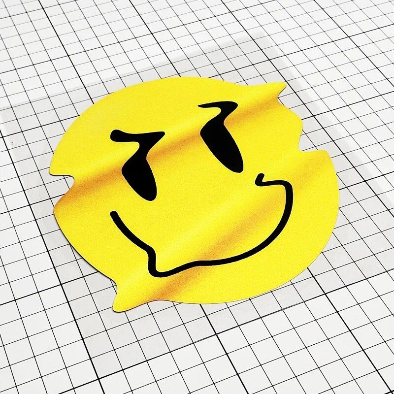 reflective twisted smiley decal, view 2 - MRSLM