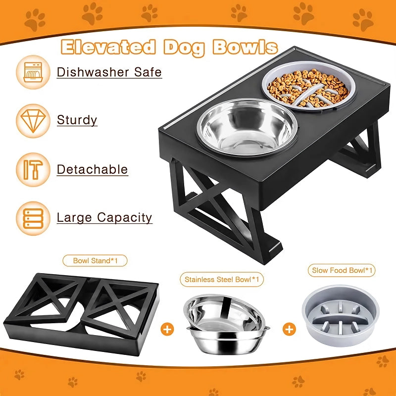 adjustable elevated dog bowl stand, view 4 - MRSLM