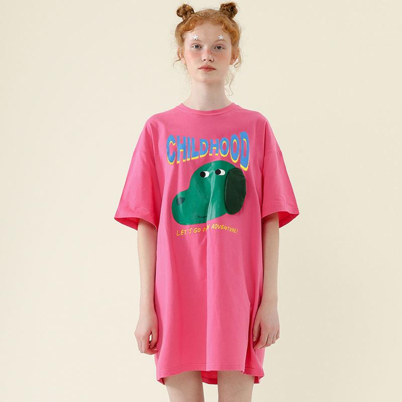 cartoon dog long tee with 3d ears, view 3 - MRSLM
