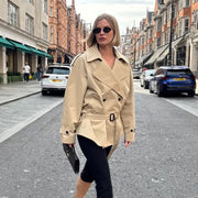 women's khaki mid-length trench coat, view 2 - MRSLM