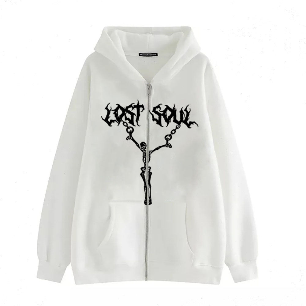 Women's Street Hip-hop Jacket Skeleton Zipper