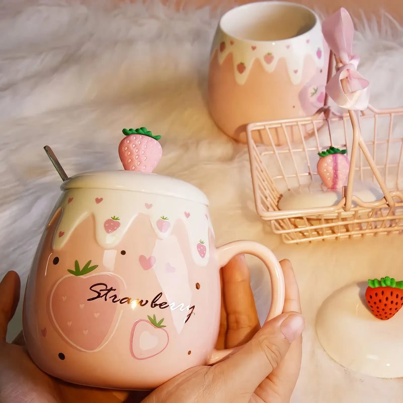 ceramic coffee mug with lid and spoon, view 6 - MRSLM