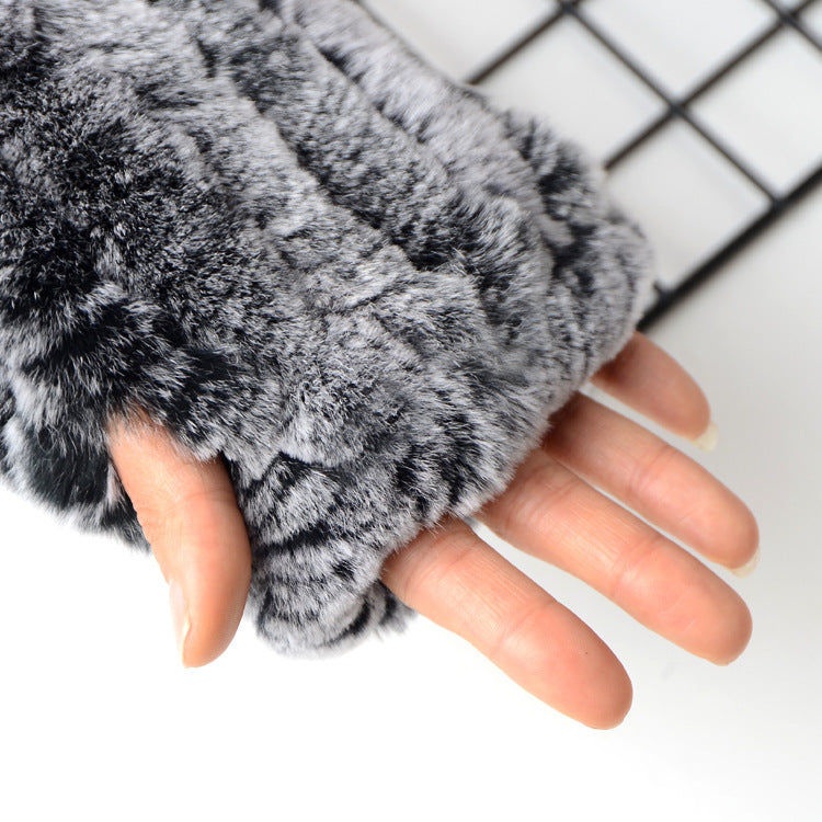 women's warm half finger knitted gloves, view 8 - MRSLM