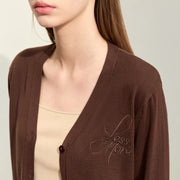 V-neck embroidered knit cardigan, view 6 - MRSLM