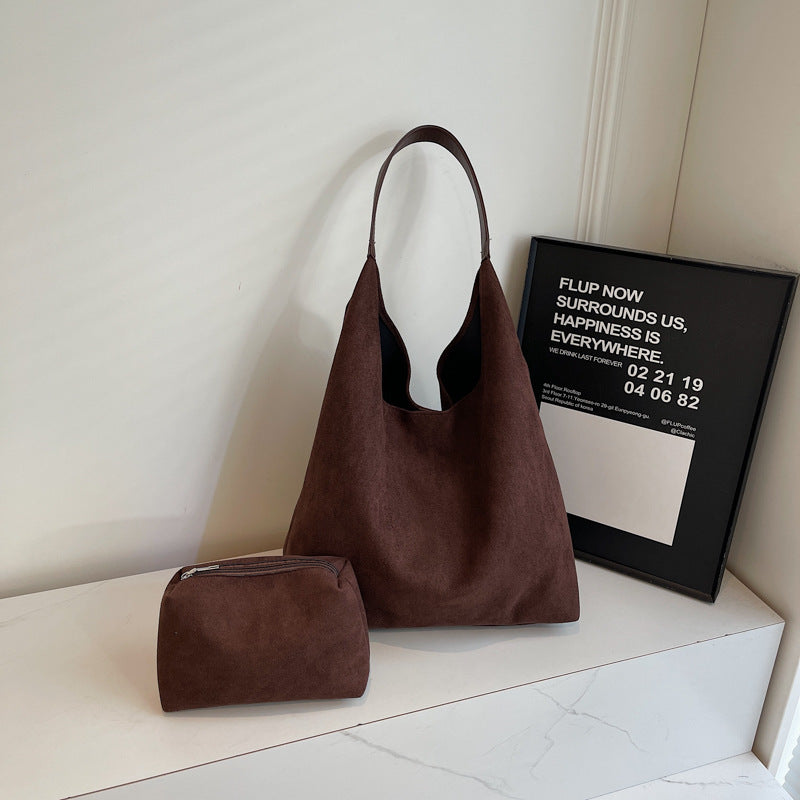 Women's suede-look slouchy shoulder bag, view 5 - MRSLM
