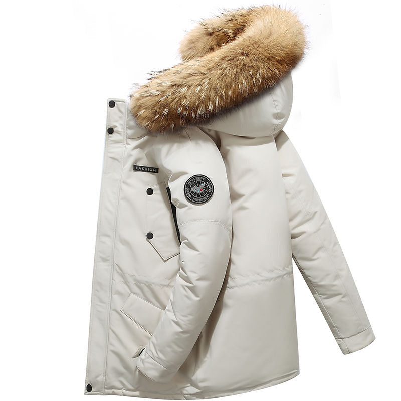 duck down fur collar jacket, view 3 - MRSLM
