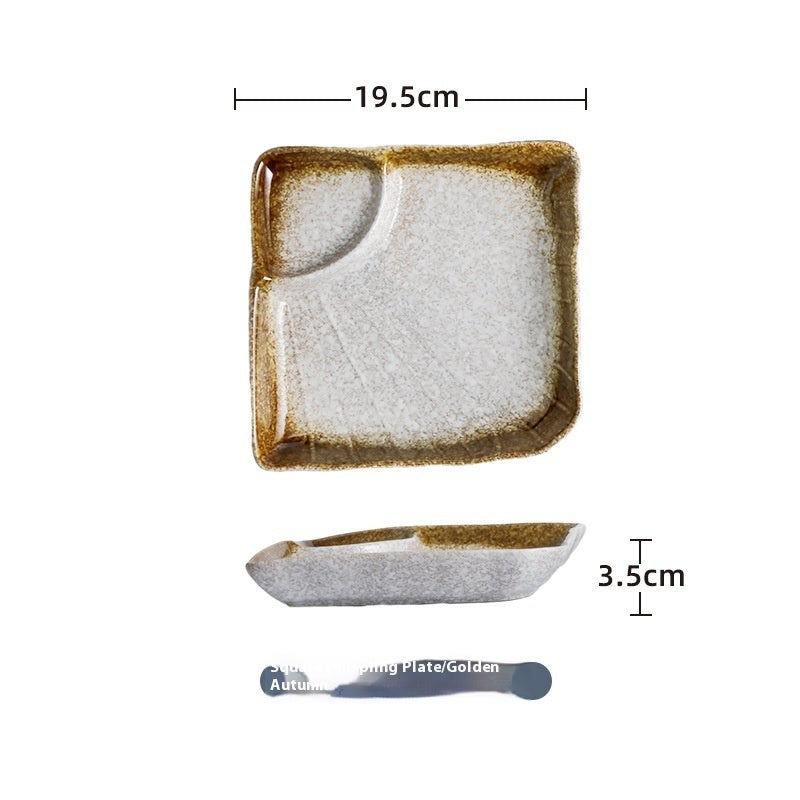 ceramic dumpling plate with sauce compartment, view 7 - MRSLM