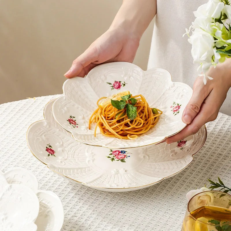 Retro floral ceramic dessert plate - MRSLM