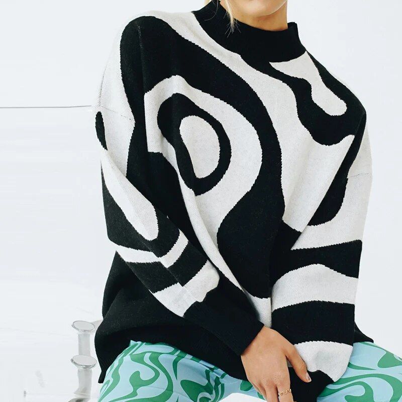 Striped turtleneck oversized sweater, view 7 - MRSLM