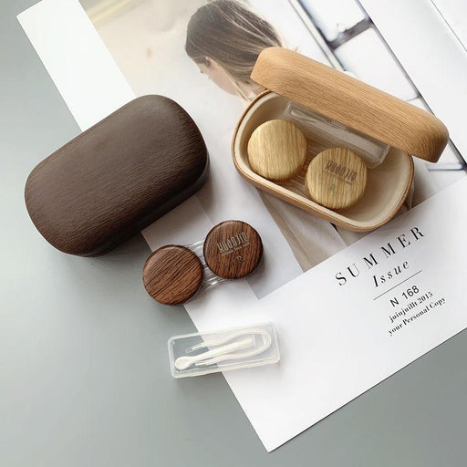 retro wood grain contact lens case - MRSLM
