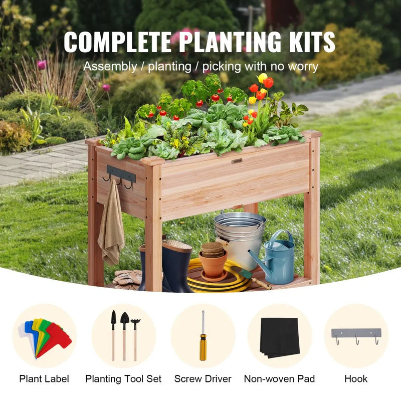 elevated wooden garden bed planter kit, view 7 - MRSLM