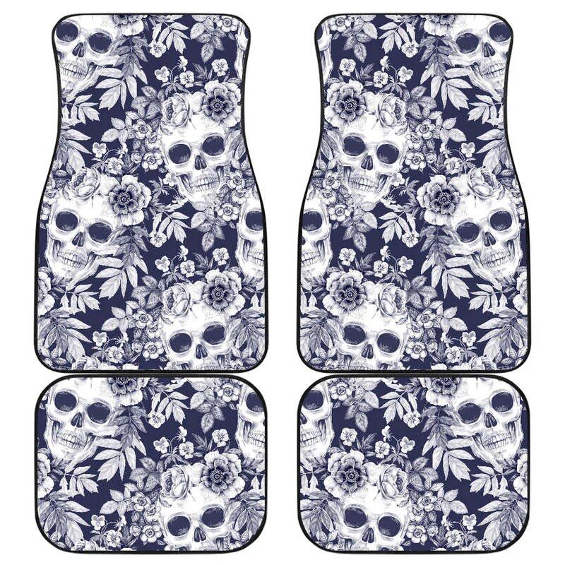 skull floral car floor mats, view 2 - MRSLM