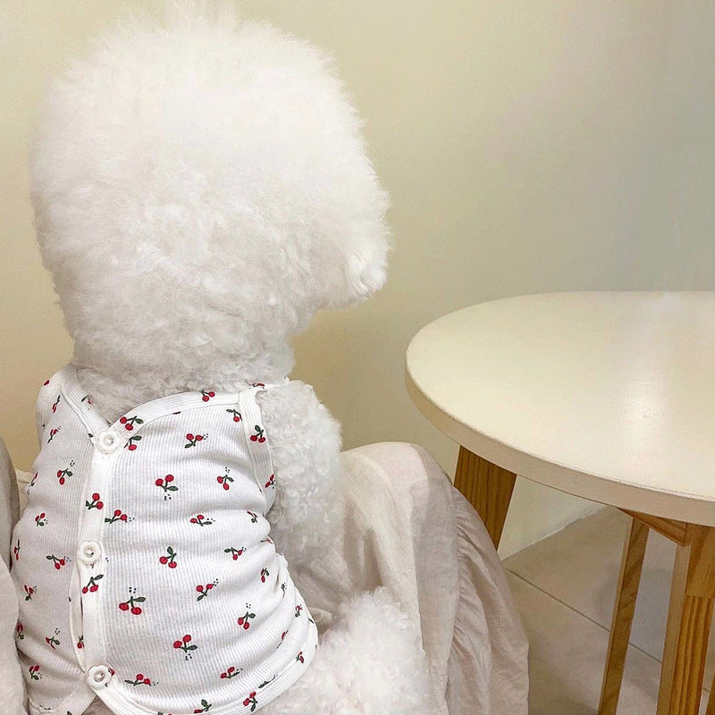 cherry print dog vest, view 4 - MRSLM