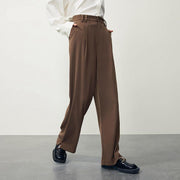 high-waisted drape trousers with side slits, view 6 - MRSLM