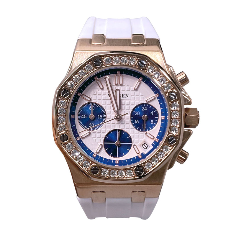 women's multifunction silicone strap watch, view 5 - MRSLM