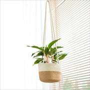 jute macrame hanging planter, view 6 - MRSLM