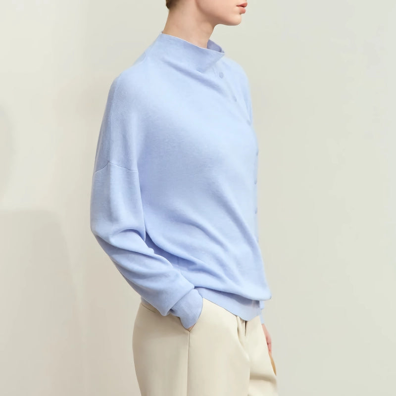 asymmetrical mock neck sweater, view 8 - MRSLM