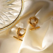 t-bar chain dangle hoop earrings, view 3 - MRSLM