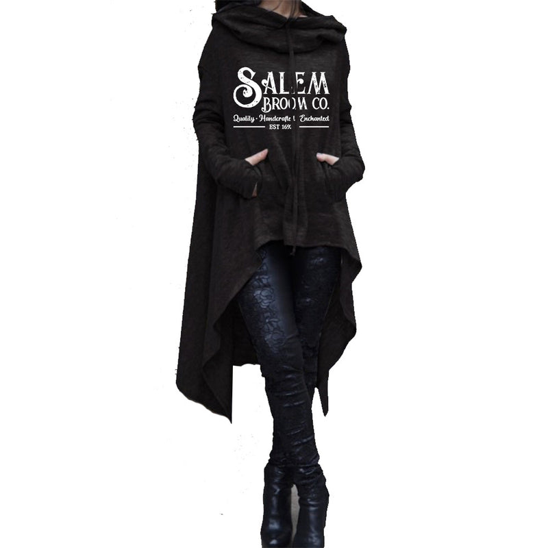 women's irregular hem hooded sweater, view 3 - MRSLM