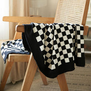 checkerboard plaid cotton knitted blanket, view 7 - MRSLM