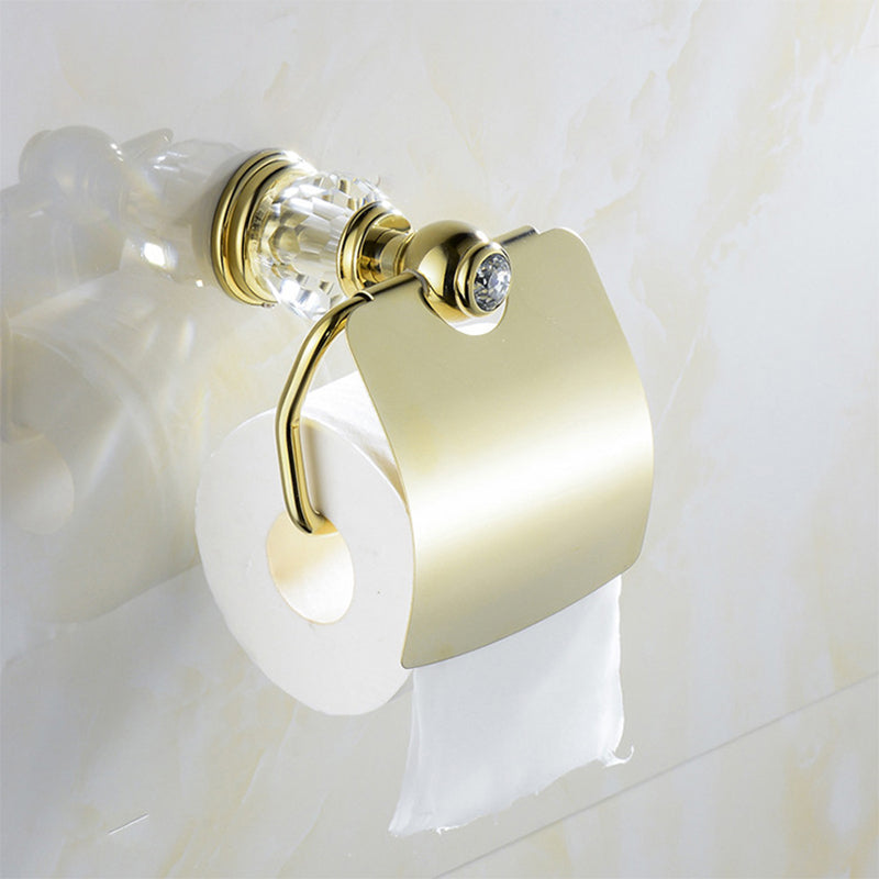gold brass toilet paper holder with crystal, view 4 - MRSLM