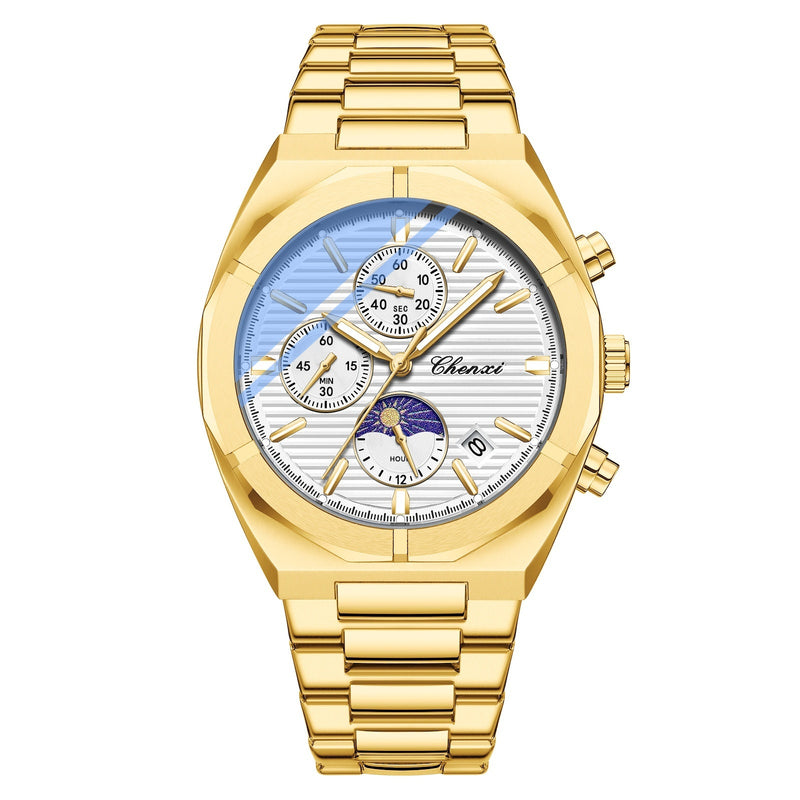 men's moon phase quartz watch, view 8 - MRSLM